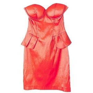🅽🅴🆆 Romeo & Juliet Couture strapless coral pink peplum party prom dress, M
